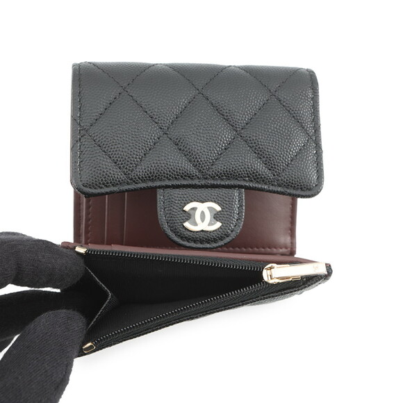 CHANEL Authentic Black Caviar Leather Logo Wallet - Picture 6 of 13